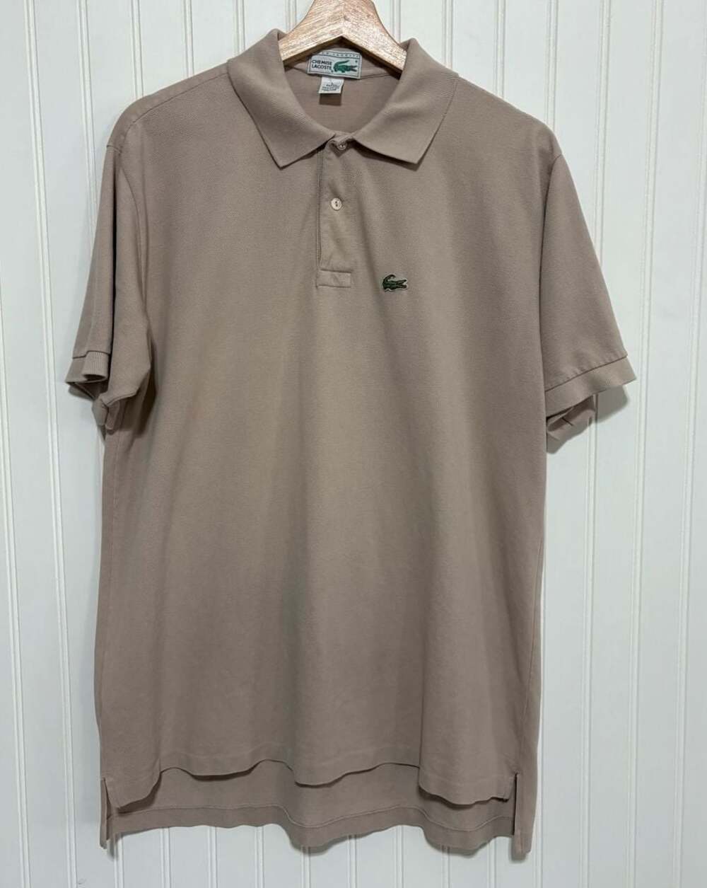Vintage Izod Chemise Lacoste Short Sleeve Pique Polo Shirt Tan Size L